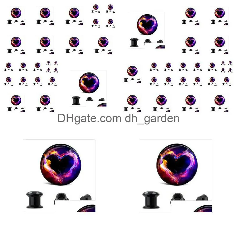 2015 hot fire heart earring flesh tunnel for piercing plugs wholesales mix 8 size wholesales