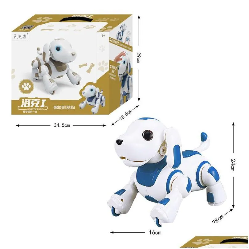 ydj k22 rc robot dog toy touch sensing control dance sing lights intelligent programming learn english for christmas kid birthday