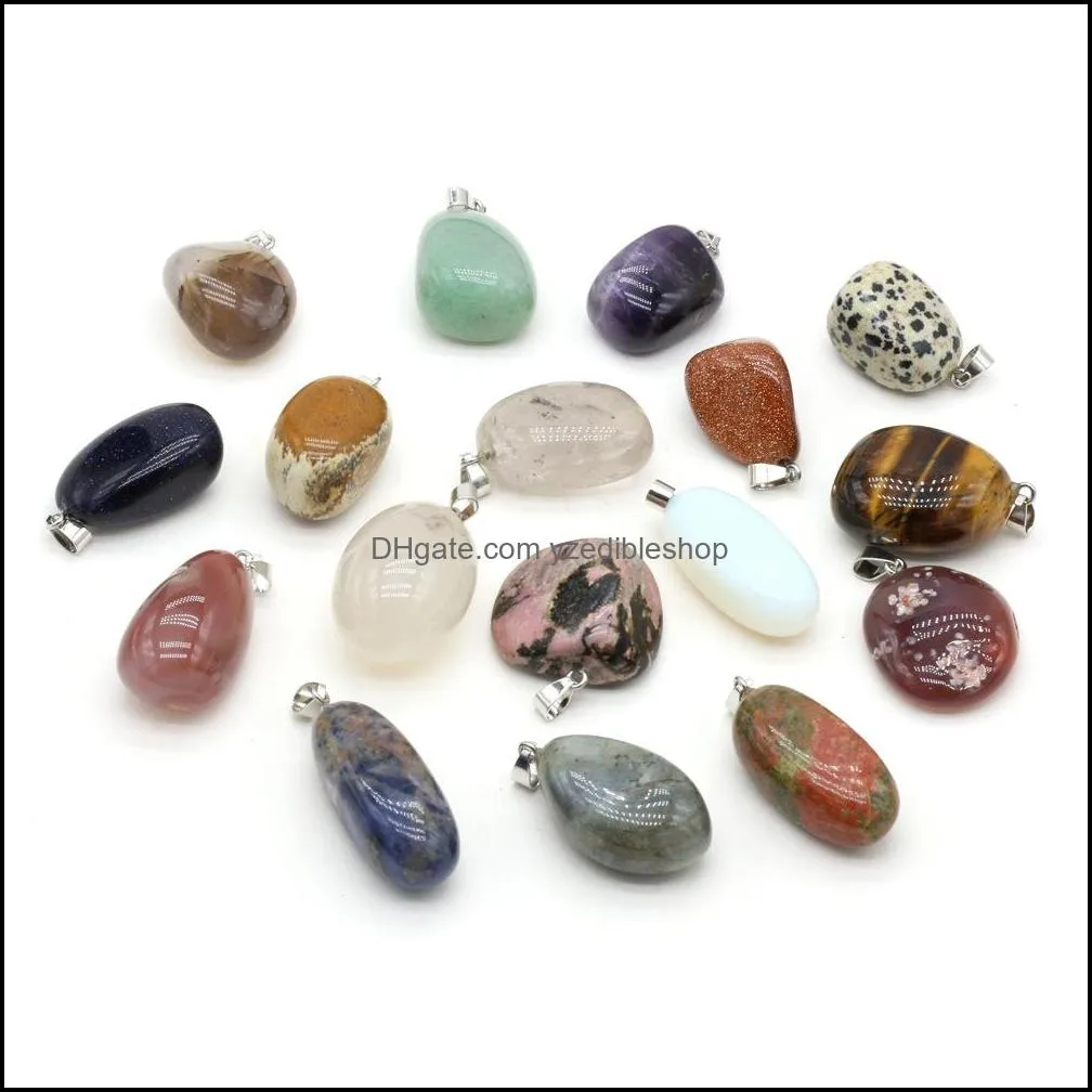 20x3025x40mm irregular natural stone charms healing reiki rose quartz crystal pendant diy necklace women yzedibleshop