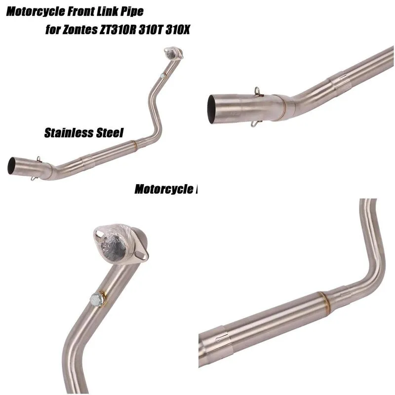 motorcycle exhaust system for zontes zt310r 310t 310x until 2021 front link pipe stainless steel set nondestructive installation