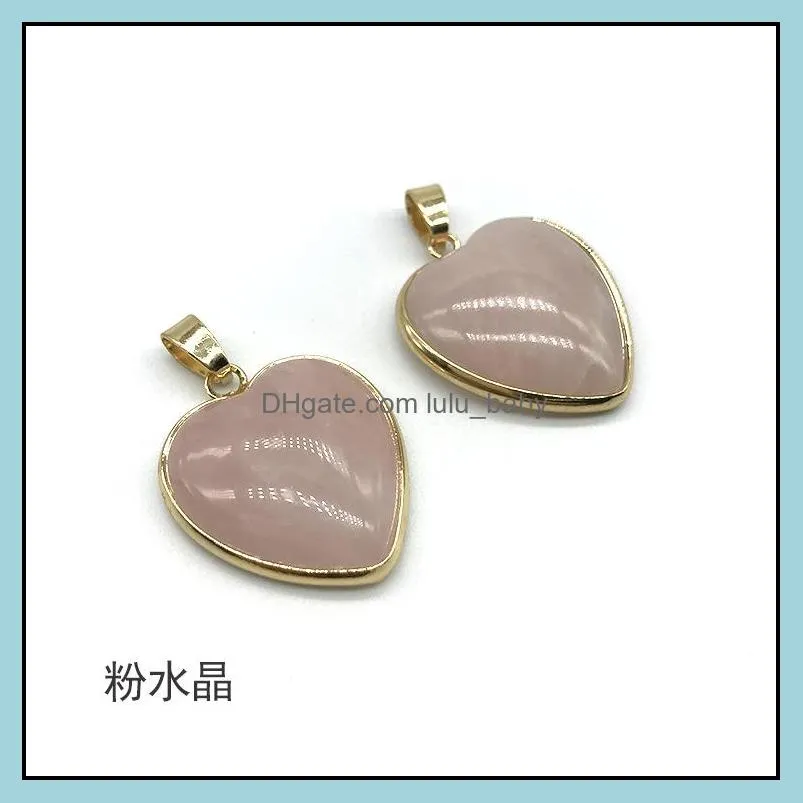 rose quartz opal tigers eye natural stone pendulum heart charms pendants for necklace earrings jewelry making