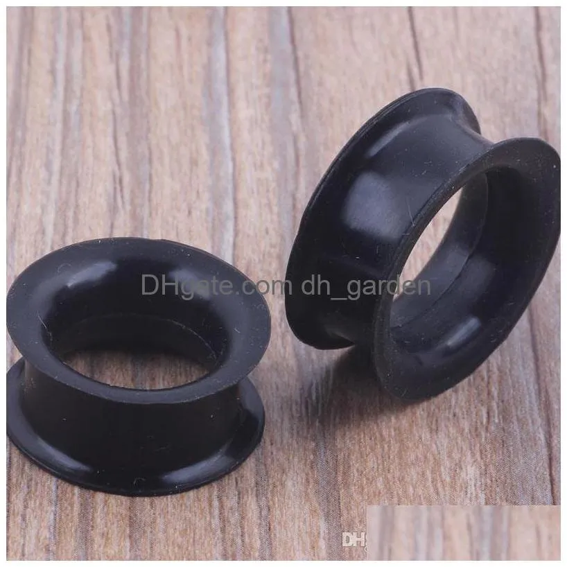 mix 425mm silicone double flare silicone flesh tunnel ear plug 96pcs black color body jewelry