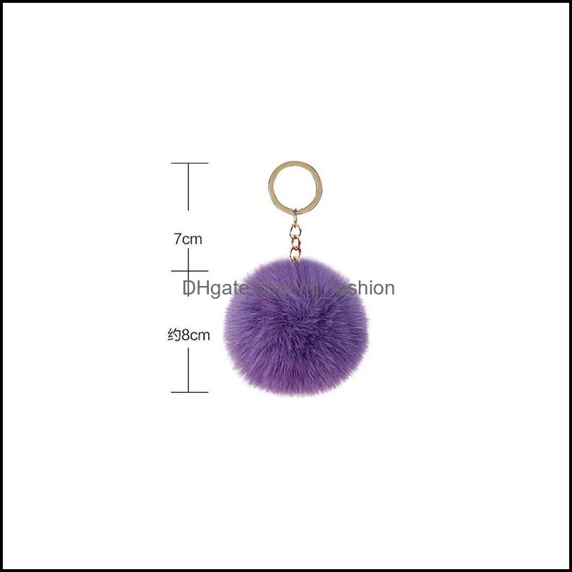 fluffy pom pom keychain soft faux rabbit fur ball car keyring pompom key chains holder women bag pendant jewelry gifts