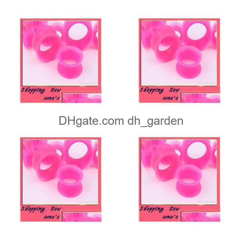 f311 mix 425mm 48pcs pink silicone double flare silicone flesh tunnel ear plug body jewelry