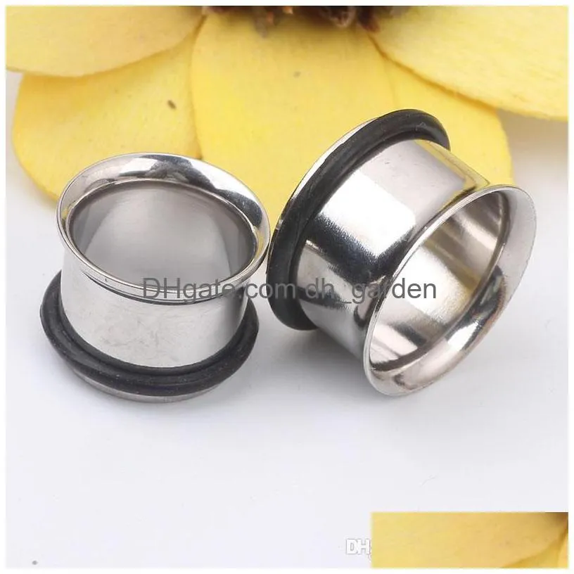 mix 8 size stainless steel ear tunnel body jewelry single flare flesh tunnel jeweled steel flesh tunnel f20