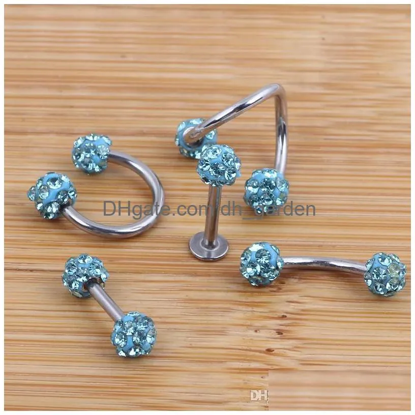 crystal shabamball ball lip nose ear tragus septum ring twist belly bar ear bone eyebrow cartilage earring body jewelry