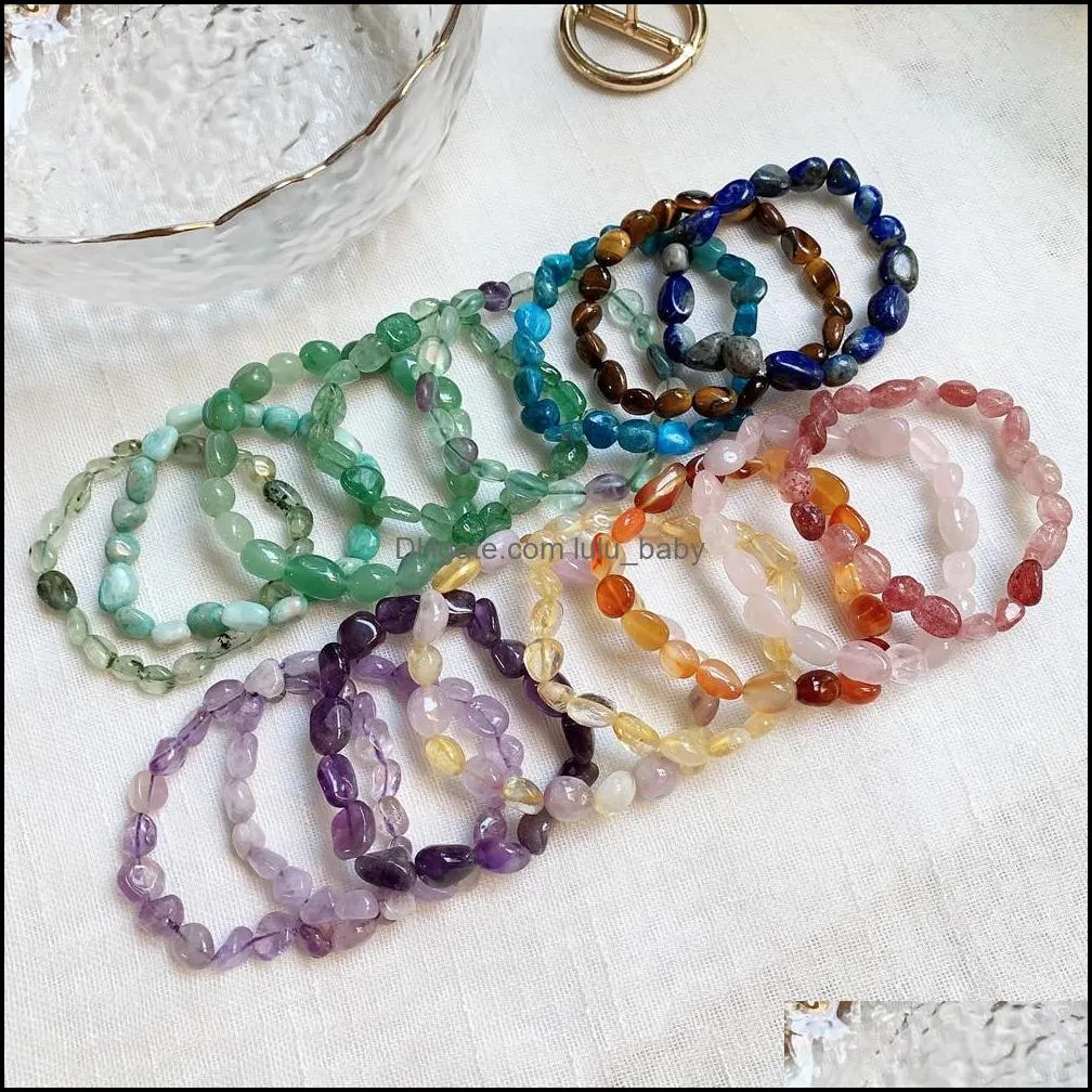 reik healing natural crystal stone bracelet for women lover irregular rock gravel fluorite citrines pink quartz stone bracelets