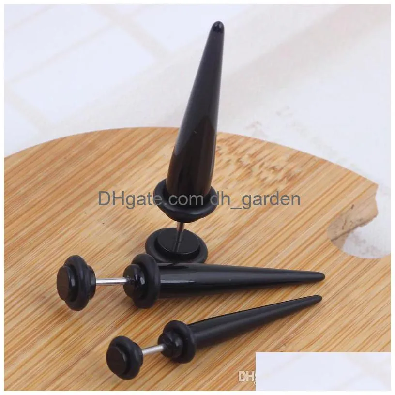 black uv acrylic fake ear plugs stretcher earring taper spike cheater expander 60pcs 3 size earing stud piercing