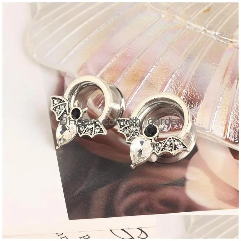 wholesales 616mm ear gauges stainless steel bat animal ear tunnels plugs flesh piercing body jewelry stretchers internally