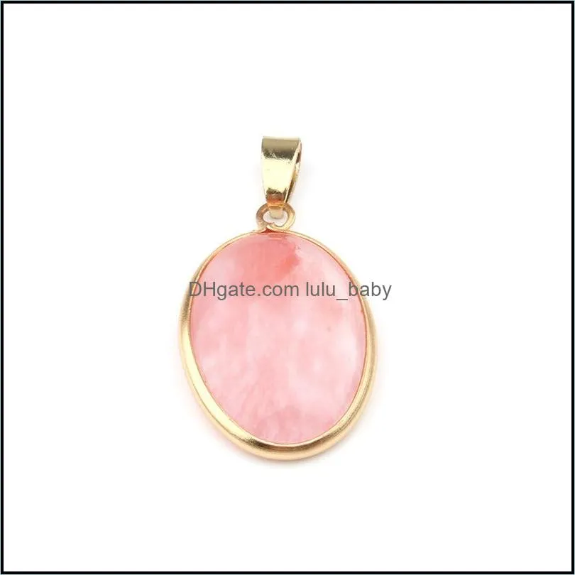 natural stone oval rose quartz turquoise tigers eye pendant charms diy for druzy bracelet necklace earrings jewelry making