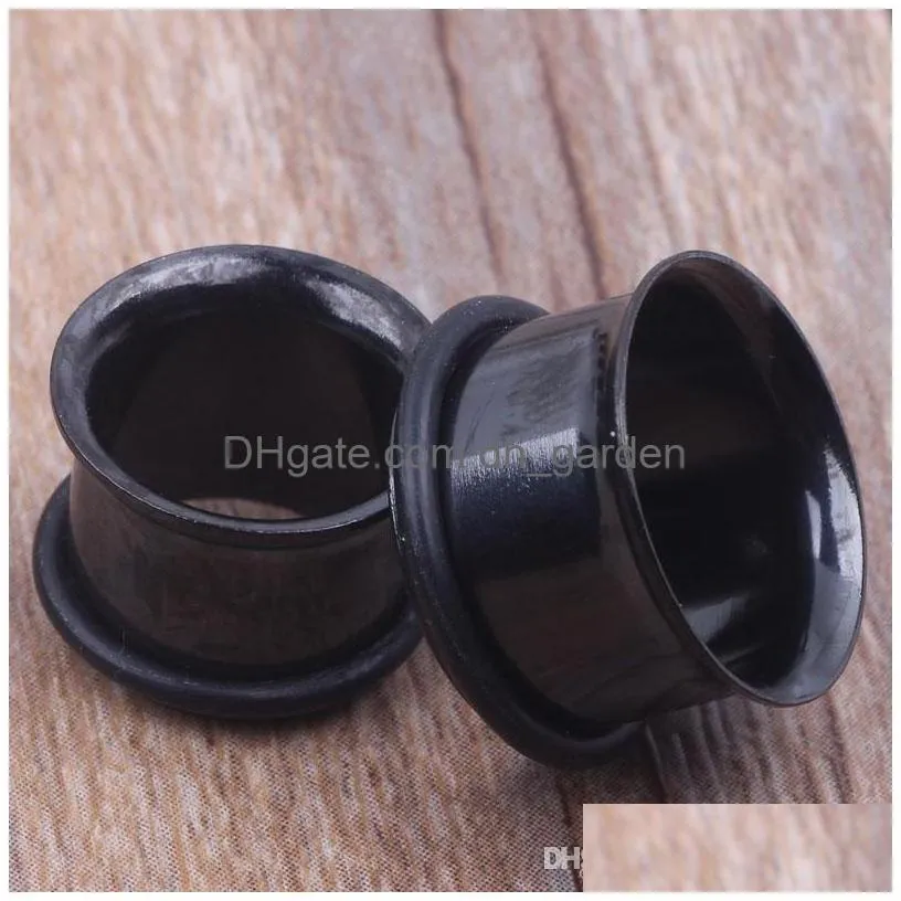 100pcs/lot mix 314mm stainless steel black single flare ear tunnel body jewelry ear plug flesh tunnel pierce