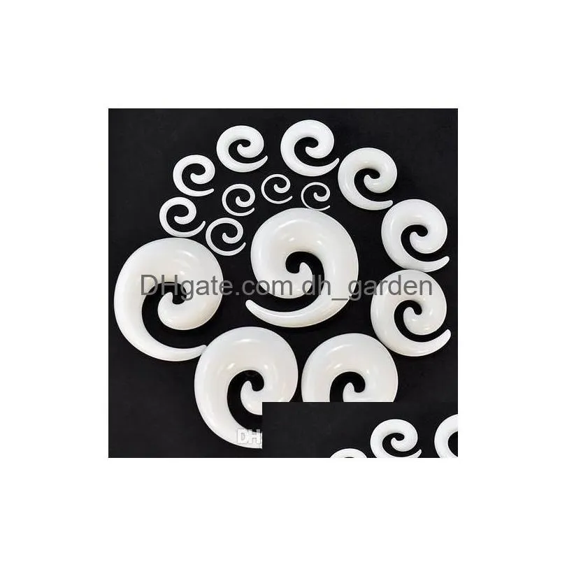 body jewelry punk ear spiral expander taper swirl plug stretcher piercing acrylic spiral black white wholesale