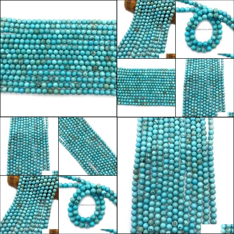 natural stones 6mm 8mm 10mm loose turquoise stone beads string diy bracelet accessories wholesale jewelry makin yydhhome