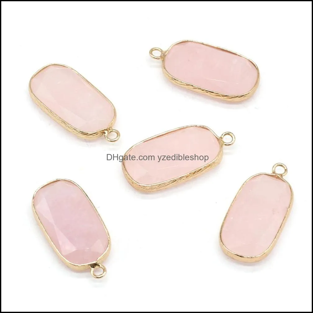 rectangle reiki healing natural stone charms rose quartz white crystal pendant diy necklace women fashion jewelry finding yzedibleshop