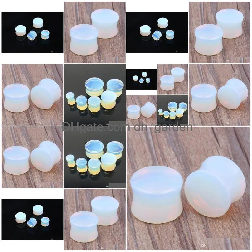 opalite glass ear flesh plug piercing mix 518mm 80pcs/lot moonstone strecher taper expander body jewelry