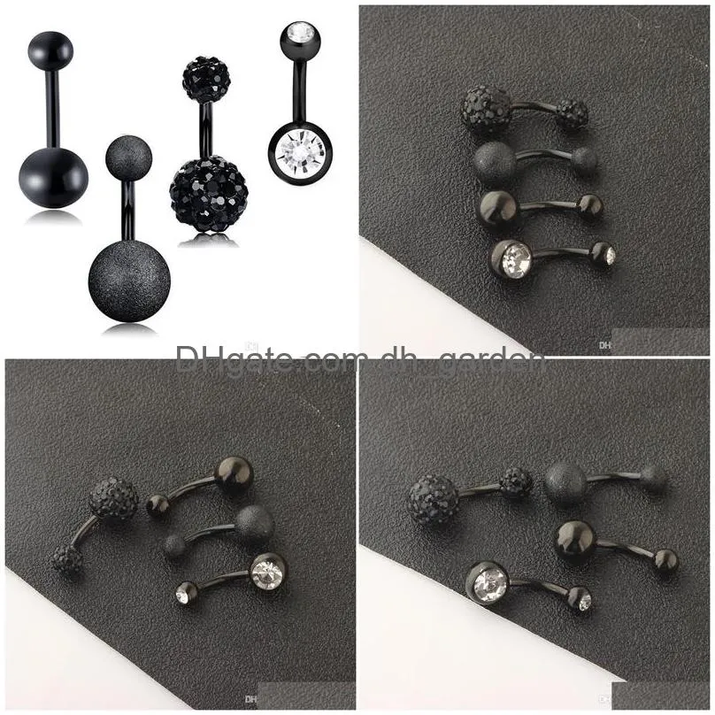 14g stainless belly button rings for girls women screw black navel piercing ombligo tragus earrings bars body jewelry