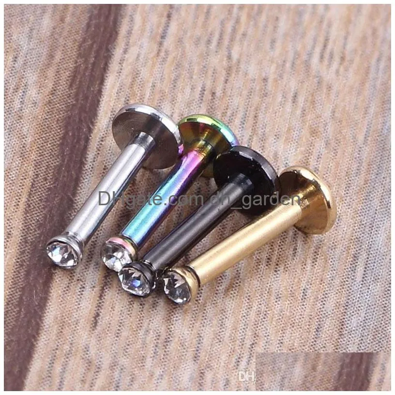 16g clear tragus helix bar 2mm gem stainless steel labret lip bar rings stud cartilage ear piercing body jewelry