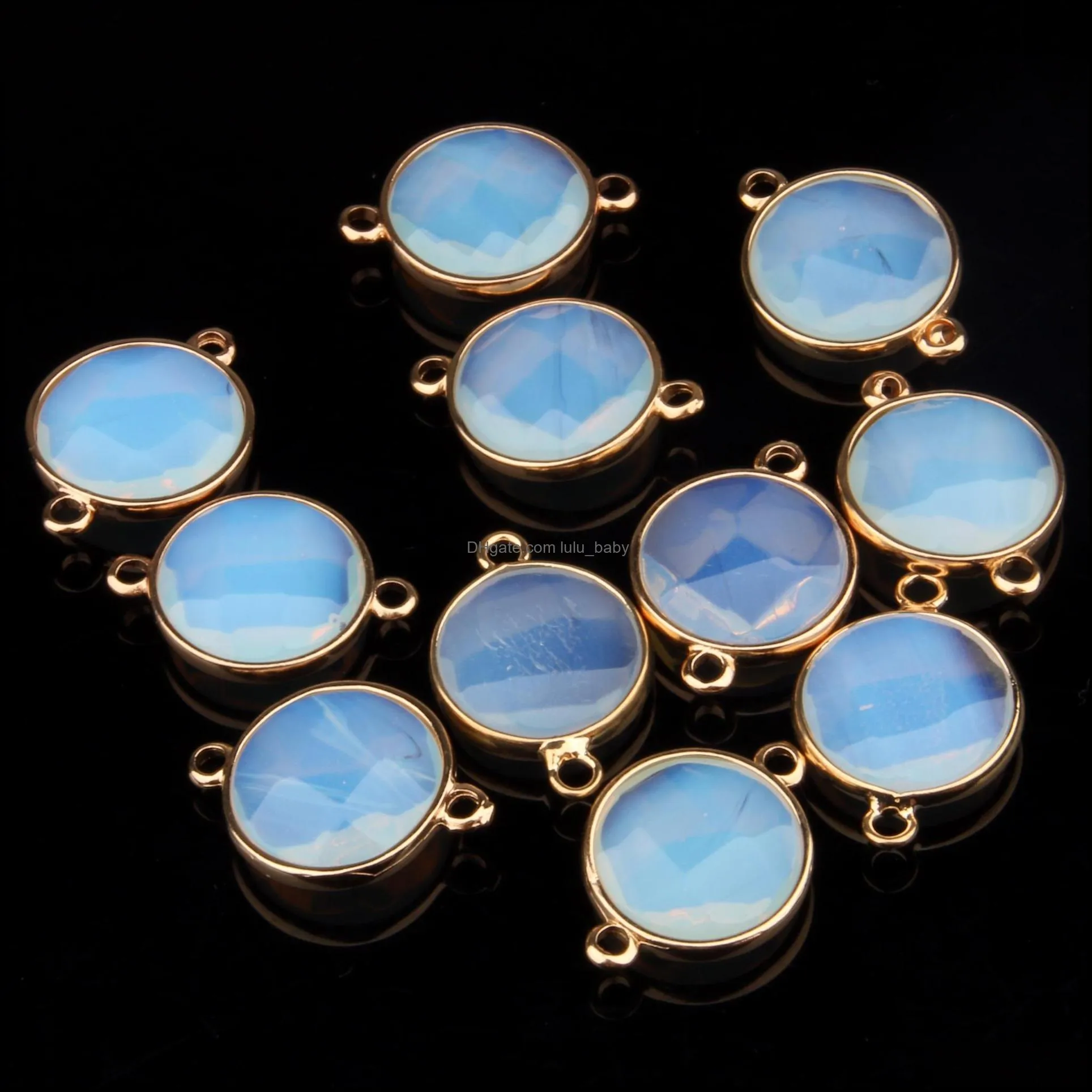 round shape natural stone rose quartz tiger eyes opal pendant charms diy for druzy bracelet necklace earrings jewelry making