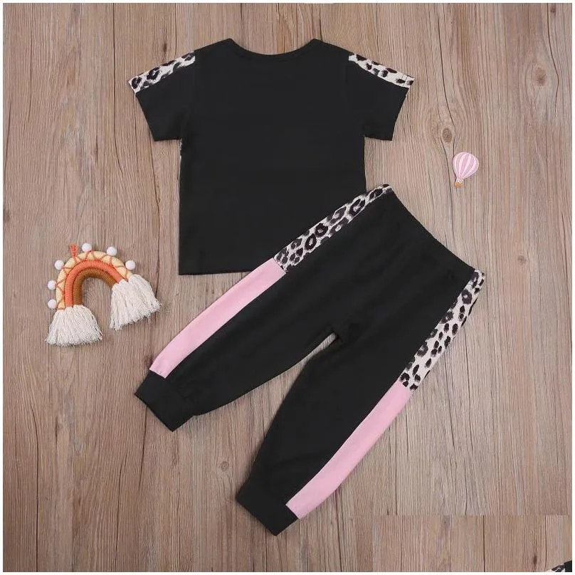 clothing sets toddler little girls pants 2pcs short sleeve top leopard summer cotton tracksuit clothes