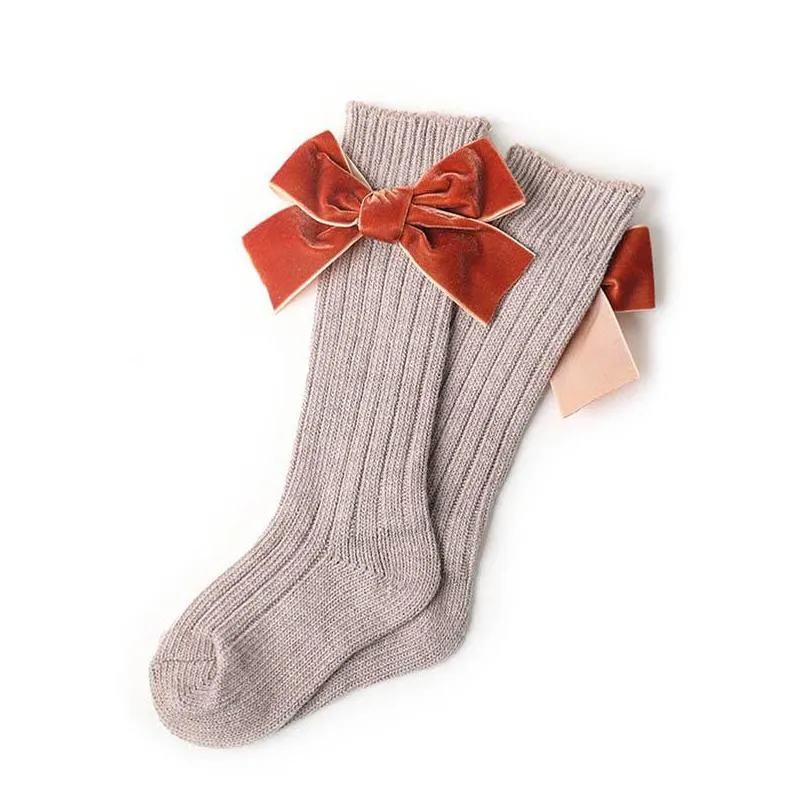 fashion bows girls socks cotton princess girls designer stockings baby socks girls knit knee high socks kids sock toddler stockings