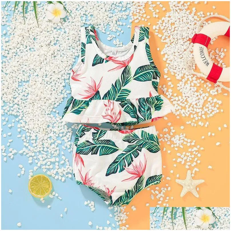 onepieces baby girls bikini swimsuit suit childrens clothing summer beach short pants sleeve 2pcs set vacation dress holiday gift