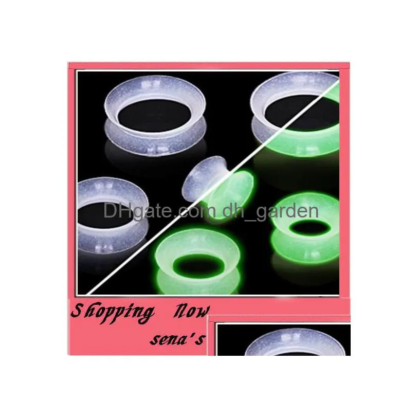 mix 416mm 160pcs soft silicone clear glow in dark ear plugs tunnels unique ear plugs piercings body jewelry