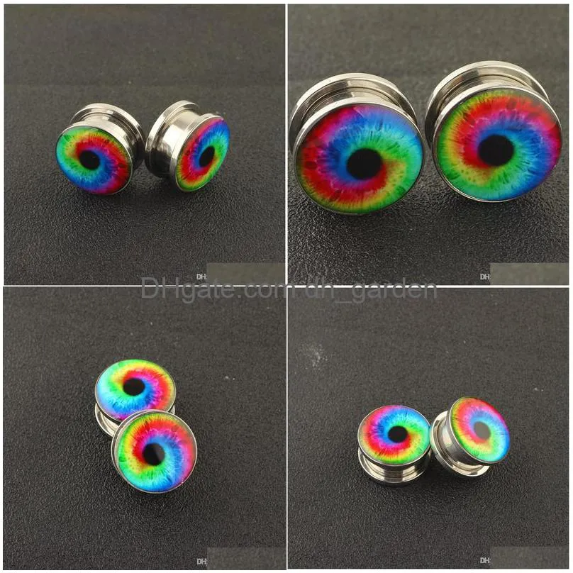 logo ear gauges tunnels plugs stainless steel flesh screw stretcher piercing expander set wholesale body jewelry 516mm