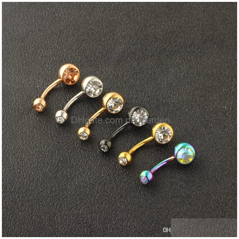 wholesale belly piercing earrings 14g belly button rings stainless navel ring screw bar body jewelry 120pcs 6 colors