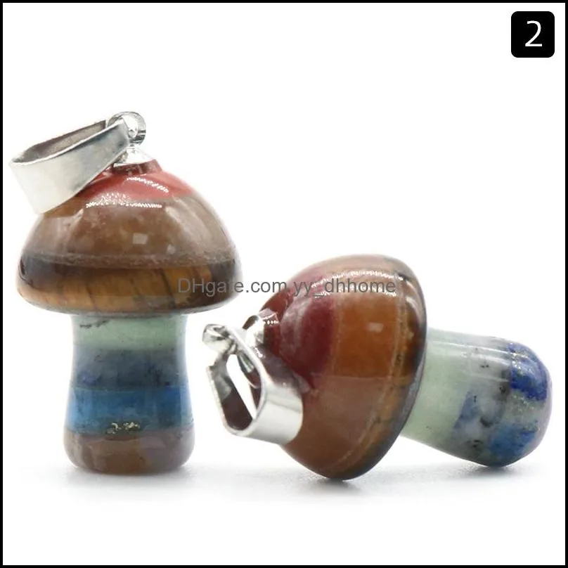 2cm rainbow natural stone carving mushroom shape pendant reiki healing 7chakra crystal necklace for women jewelr yydhhome