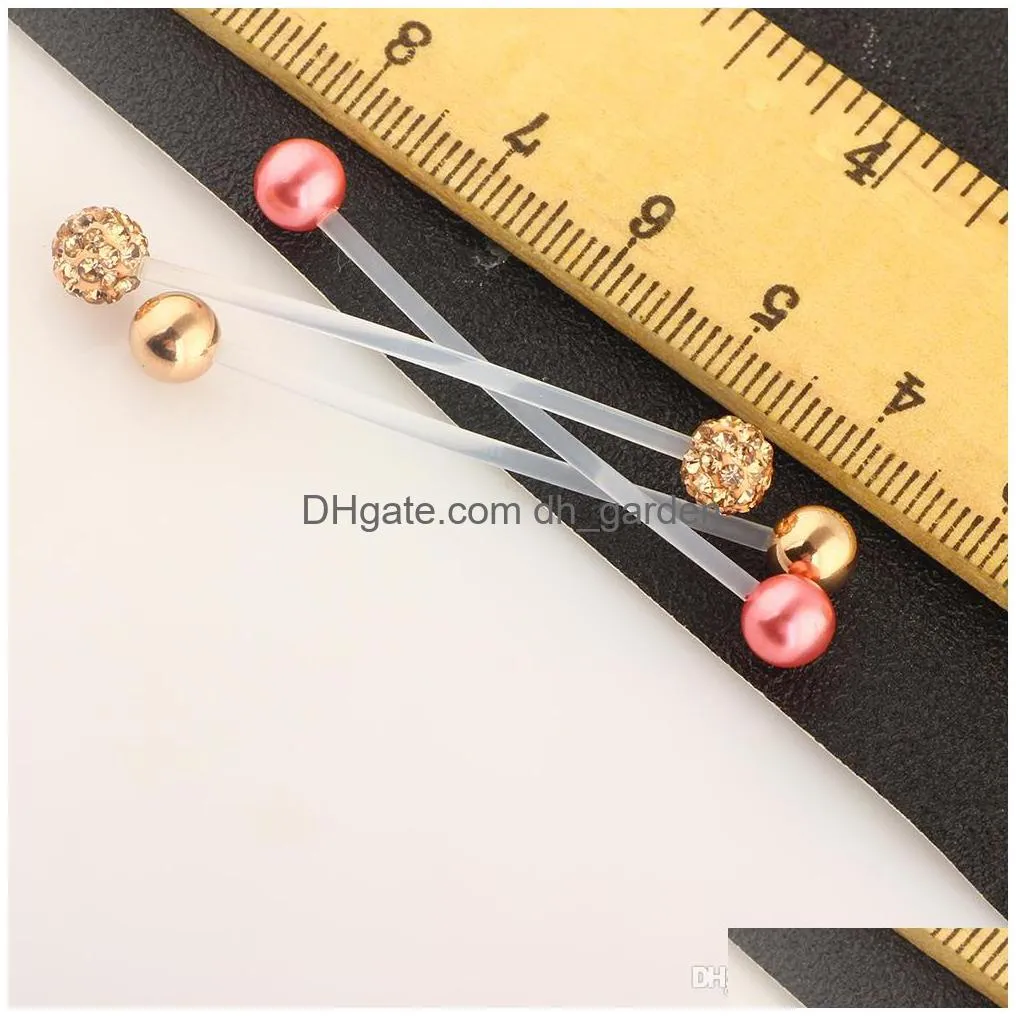 pregnancy navel ring flexible belly button rings bioplast long belly rings body piercing jewelry mix 4 styles 80pcs