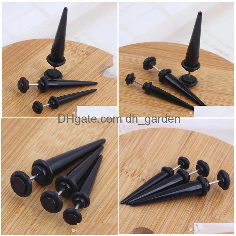 black uv acrylic fake ear plugs stretcher earring taper spike cheater expander 60pcs 3 size earing stud piercing