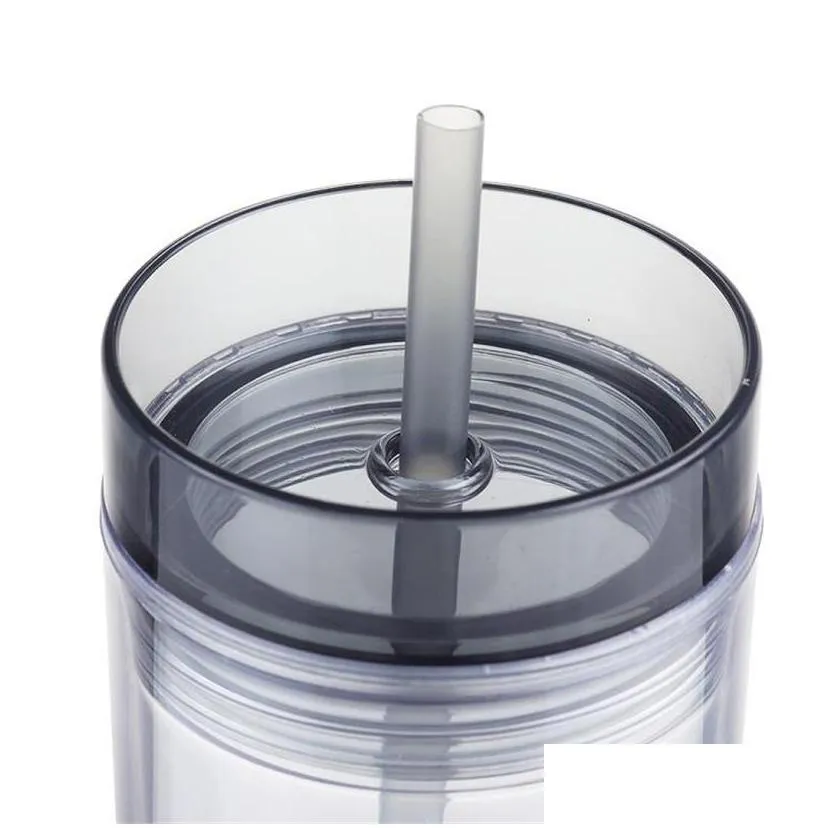 480ml acrylic straight cup tall skinny tumbler 16oz double wall water mug cups with lid and straw water bottler