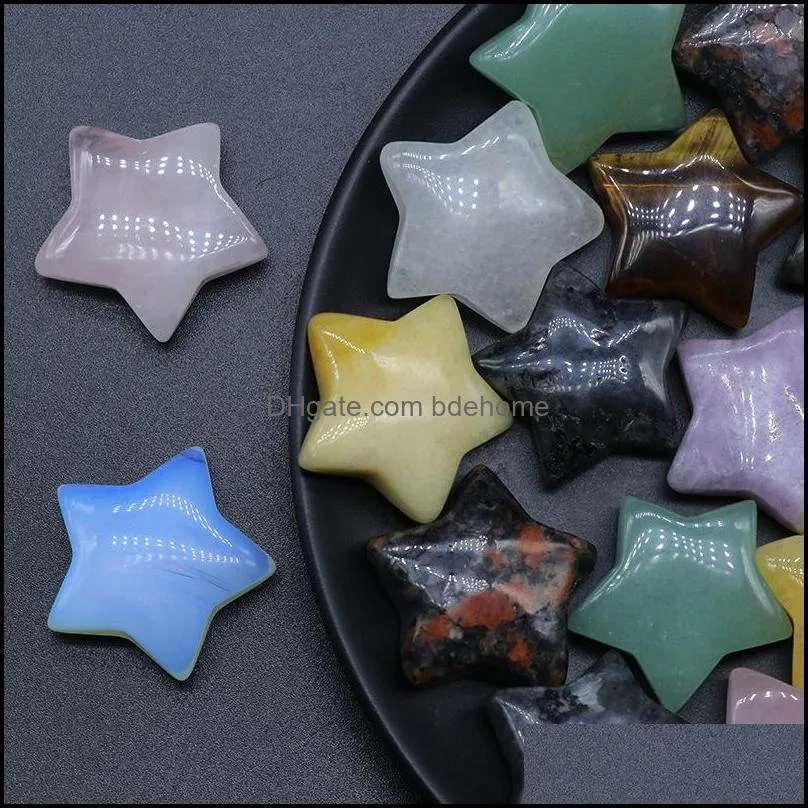 30mm natural crystal stone star pentagram colorfull mascot meditation chakra reiki healing gemstones polished gift use collection and home