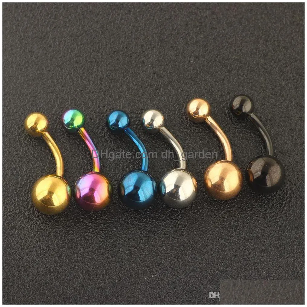 mix 6 colors belly button rings surgical steel 14g navel ring screw women piercing barbell body jewelry 100pcs