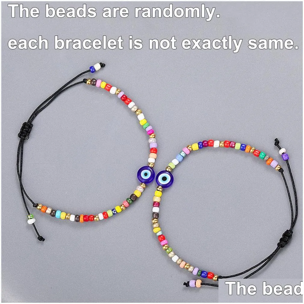 handmade braided evil blue eye strands bracelet chain elephant tree of life charm rainbow seed beads bracelets for women girls bijoux