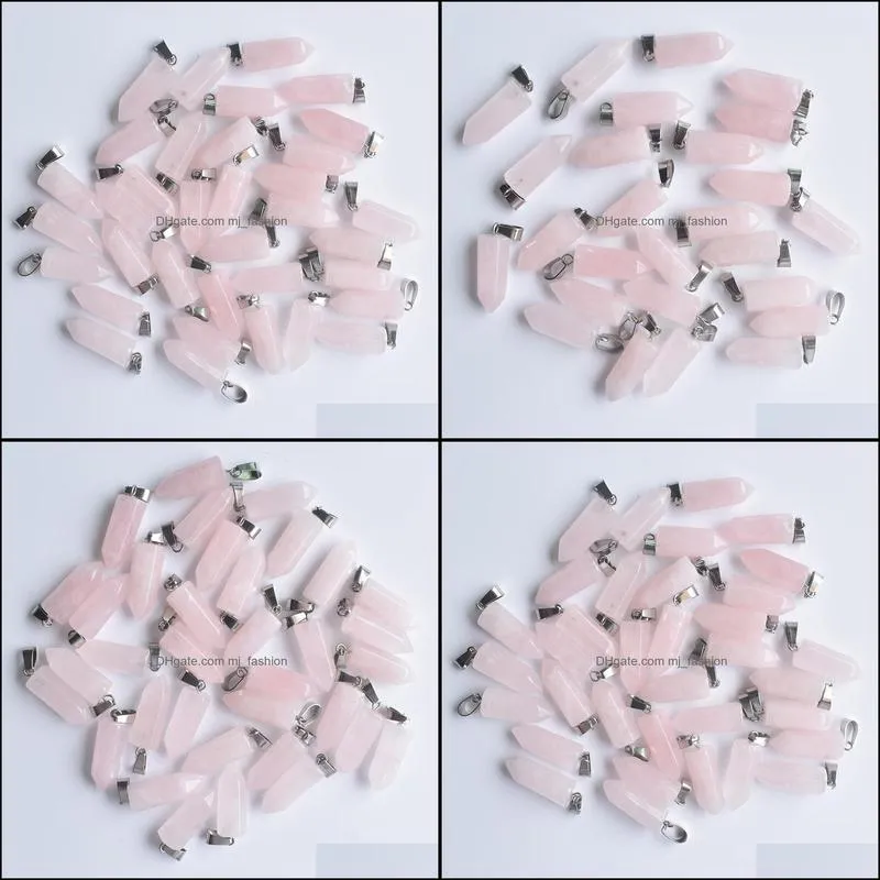 natural stone 22mmx9mm hexagon prism rose quartz pendants pendants clear chakras gem stone fit earrings necklace making assorted