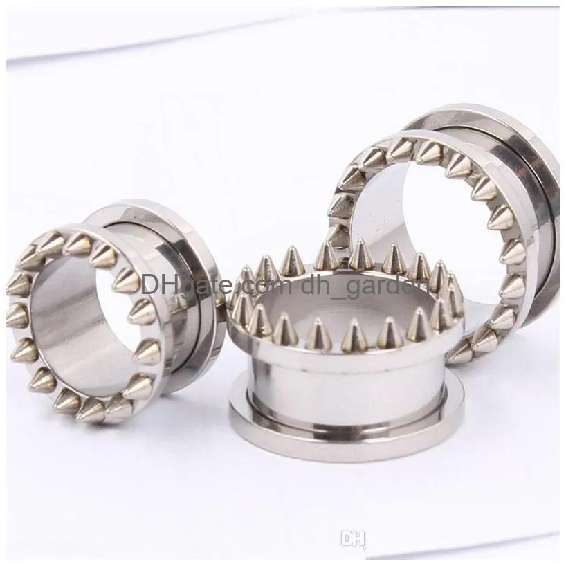 mix 518mm 80pcs/lot spike overstate rivet screw flesh tunnel stainless steel ear plug piercing body