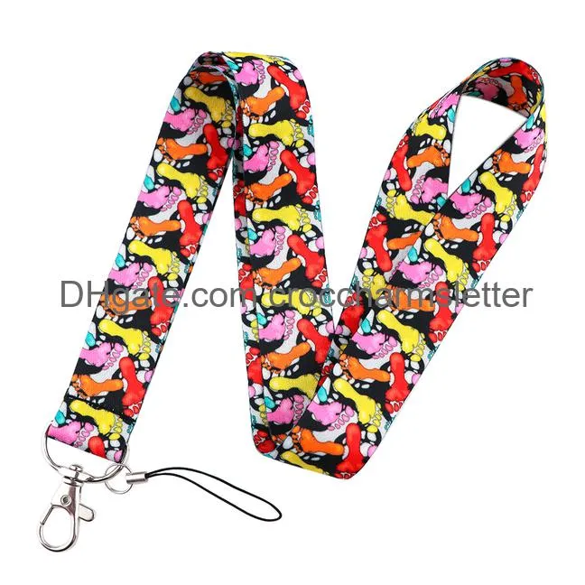 lx747 baby footprints keychains accessory mobile phone usb id badge holder keys strap tag neck lanyard for girls cute