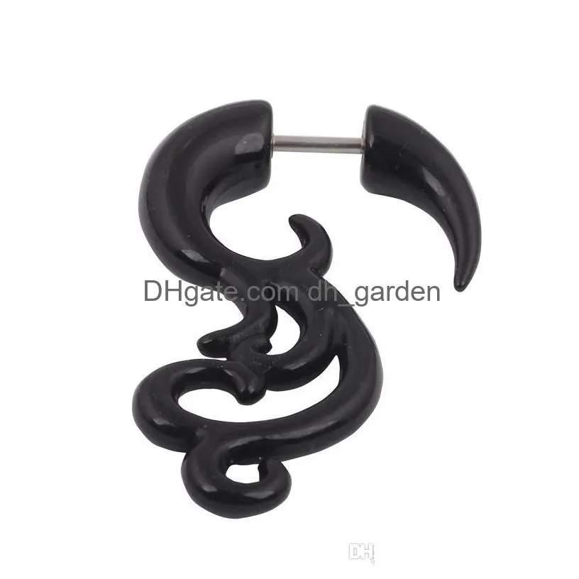 2017 new shipping black spiral fake ear plug flesh plugs cheater tapers uv acrylic fashion ear piercing body jewelry
