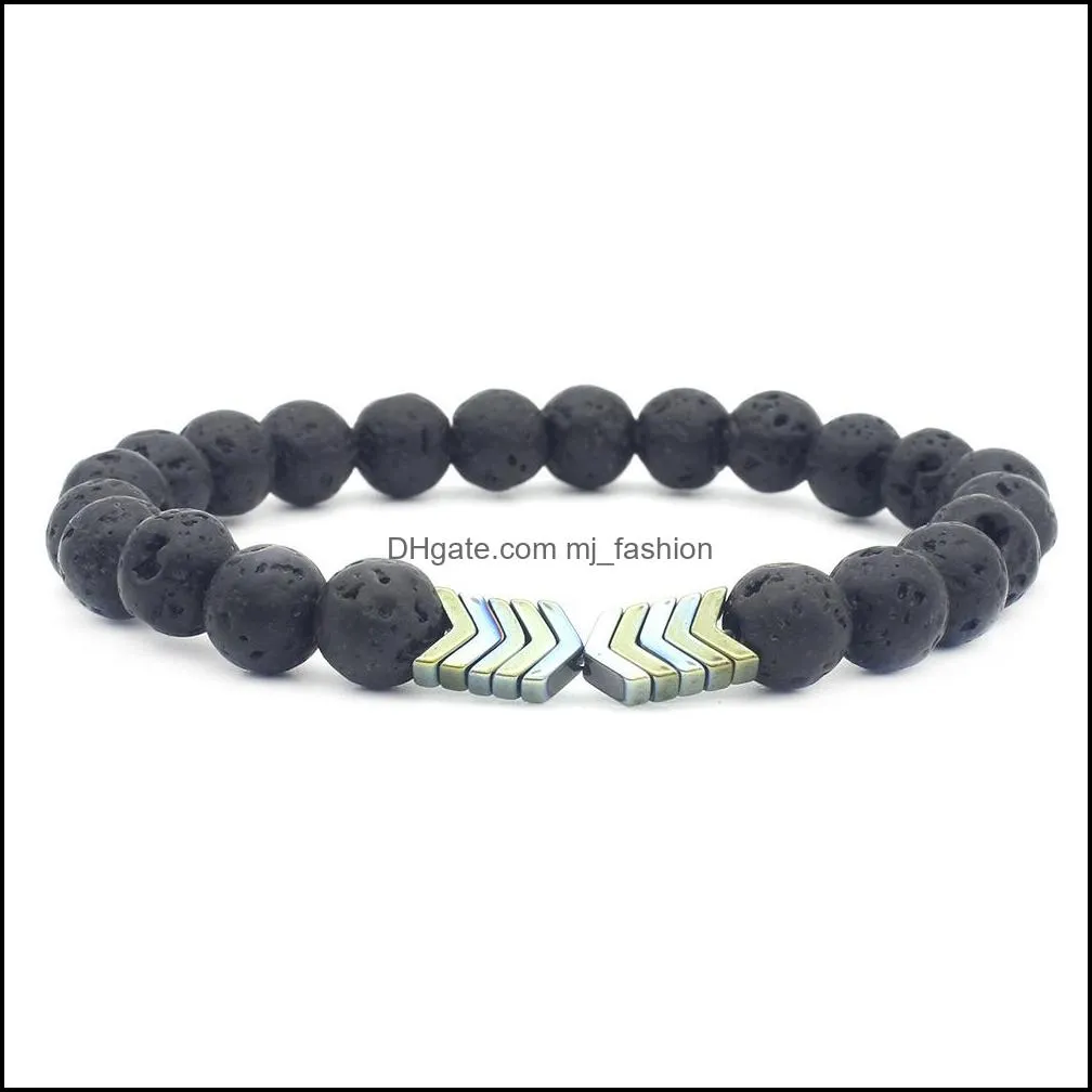 8colors magnet arrow black lava stone bracelet diy aromatherapy  oil diffuser bracelet for women men