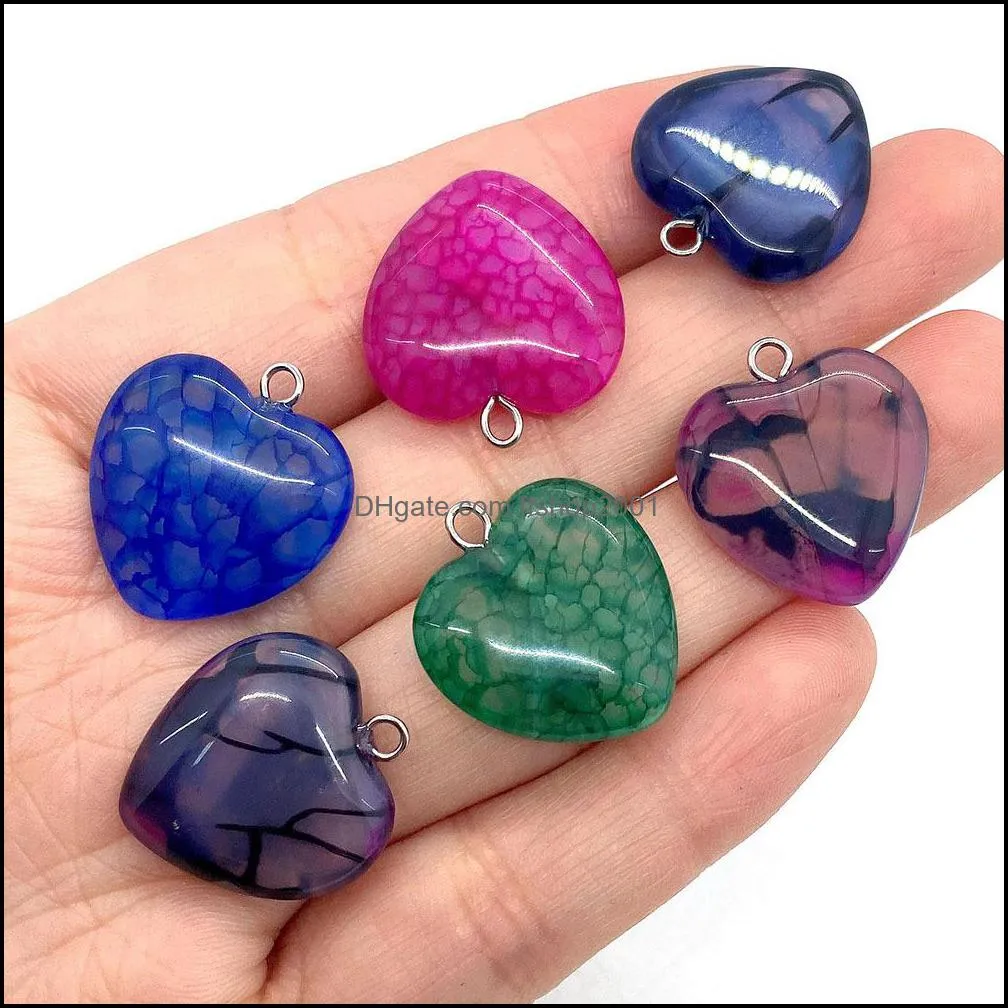 20mm dragon stripped agate stone love heart charms pendants trendy for jewelry making ffshop2001