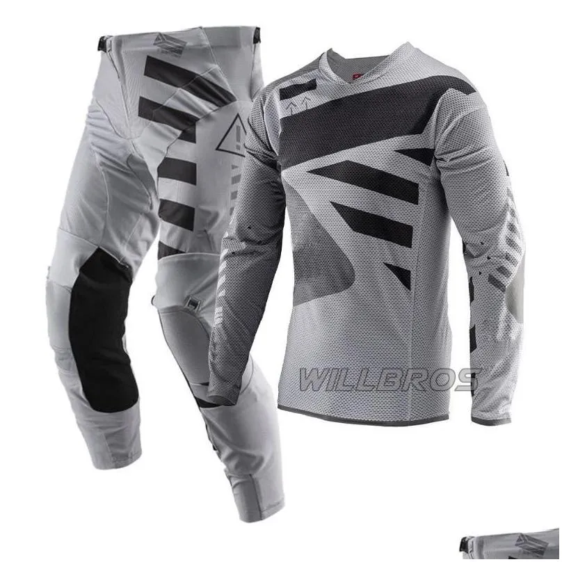 motorcycle apparel black gray suit gear set racing kits motocross kit combo dirt bike off road jersey pants