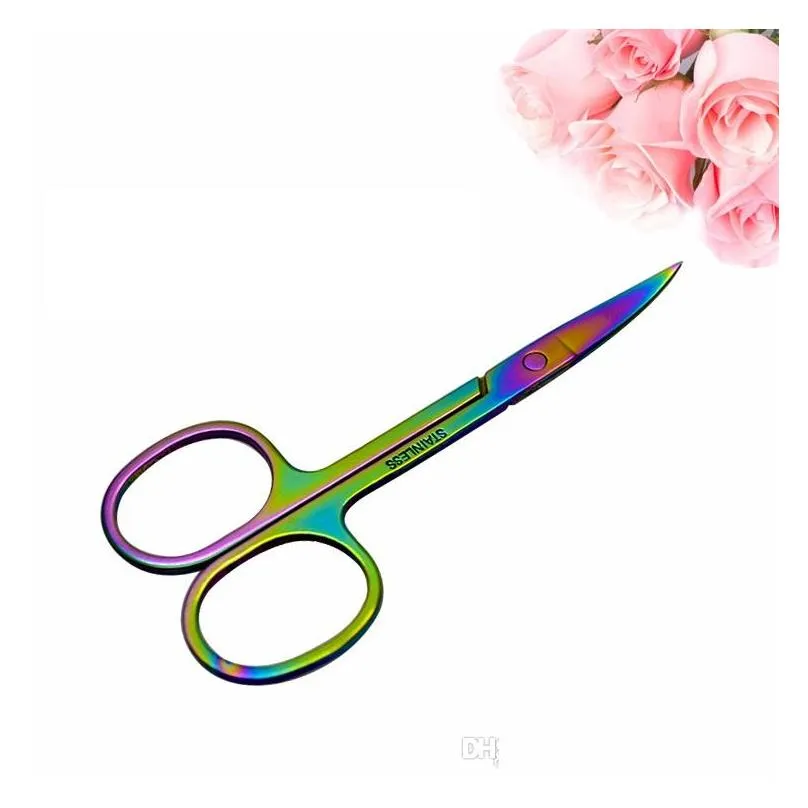 professional rainbow color stainless steel eyebrow tweezer eyebrow mini scissors clip antistatic face hair remover tool