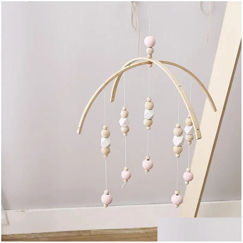 baby crib mobile bed bell rattle toys wooden wind chimes room decoration cot decor for born girl boy gifts rattles netting