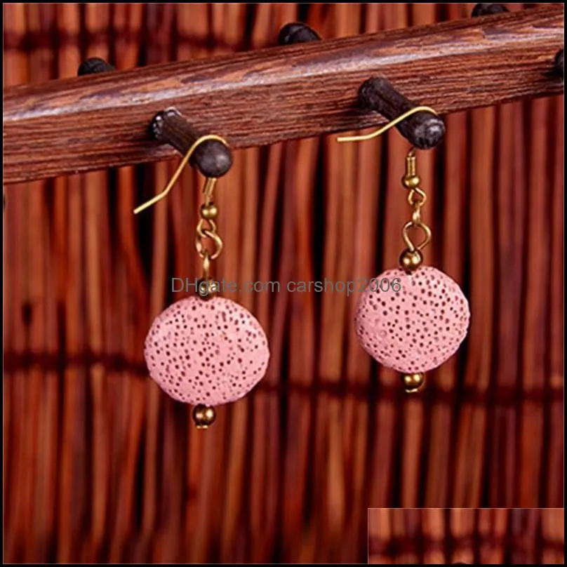 bronze retro lava stone charms earrings diy essential oil diffuser jewelry women volcanic beads earring