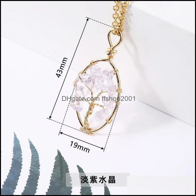 gold natural stone pendants heart shape reiki heal tree of life crystal necklace wire wrap stones rose quartz necklace pendulum chakra