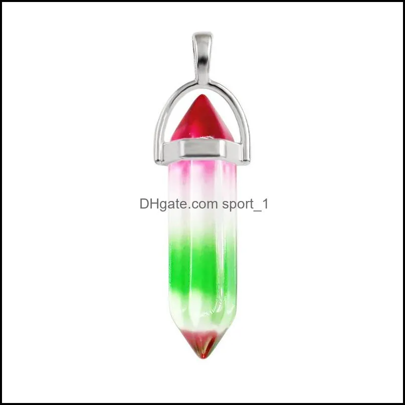 colour grad glass crystal bullet hexagon healing chakra pendants charms for diy earrings necklace jewelry making