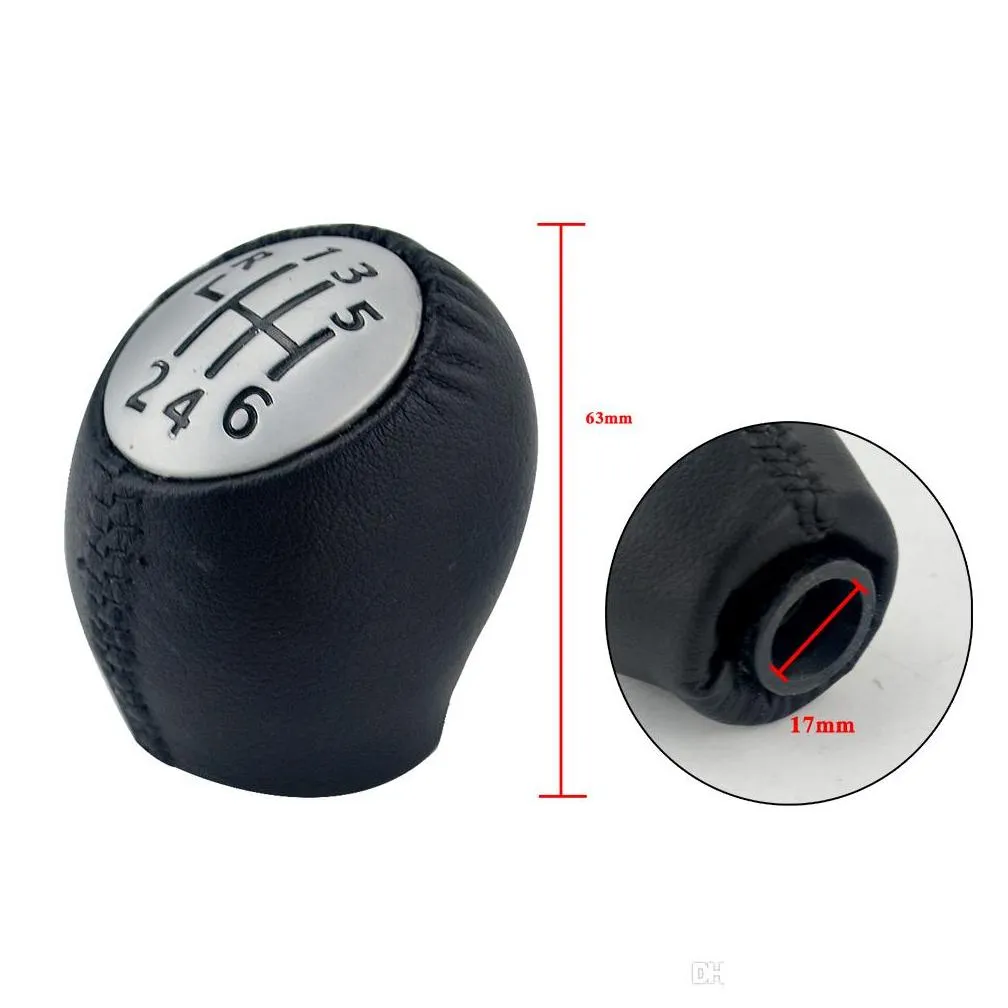 pqy leather 6 speed manual car gear shift knob car styling for renault megane scenic laguna espace master for vauxhal for opel