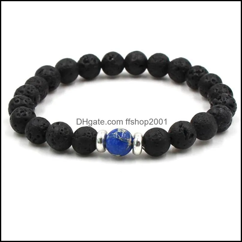 8mm chakra stone beaded strand bracelet lava round beads bracelets healing energy yoga bracelet for men women jewelry gift ffshop2001