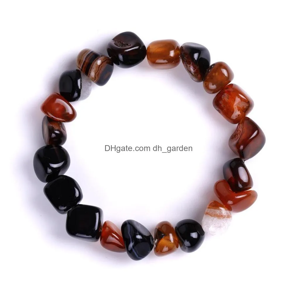 amorphous natural agate stone beaded bracelet strands with shape mixed color red black dream elastic string european and american